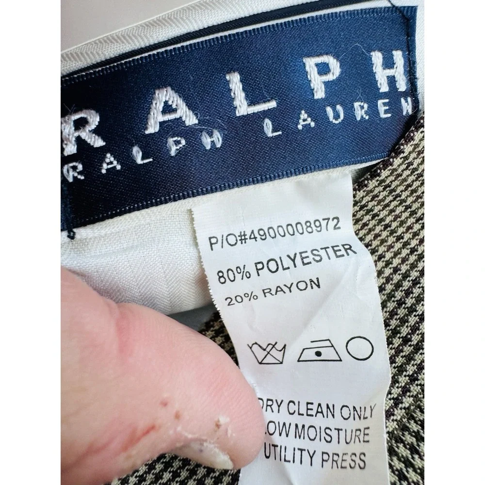Ralph Lauren Mens Dress Pants 38x30 Brown Houndstooth Slacks Cuff 370217 NWT